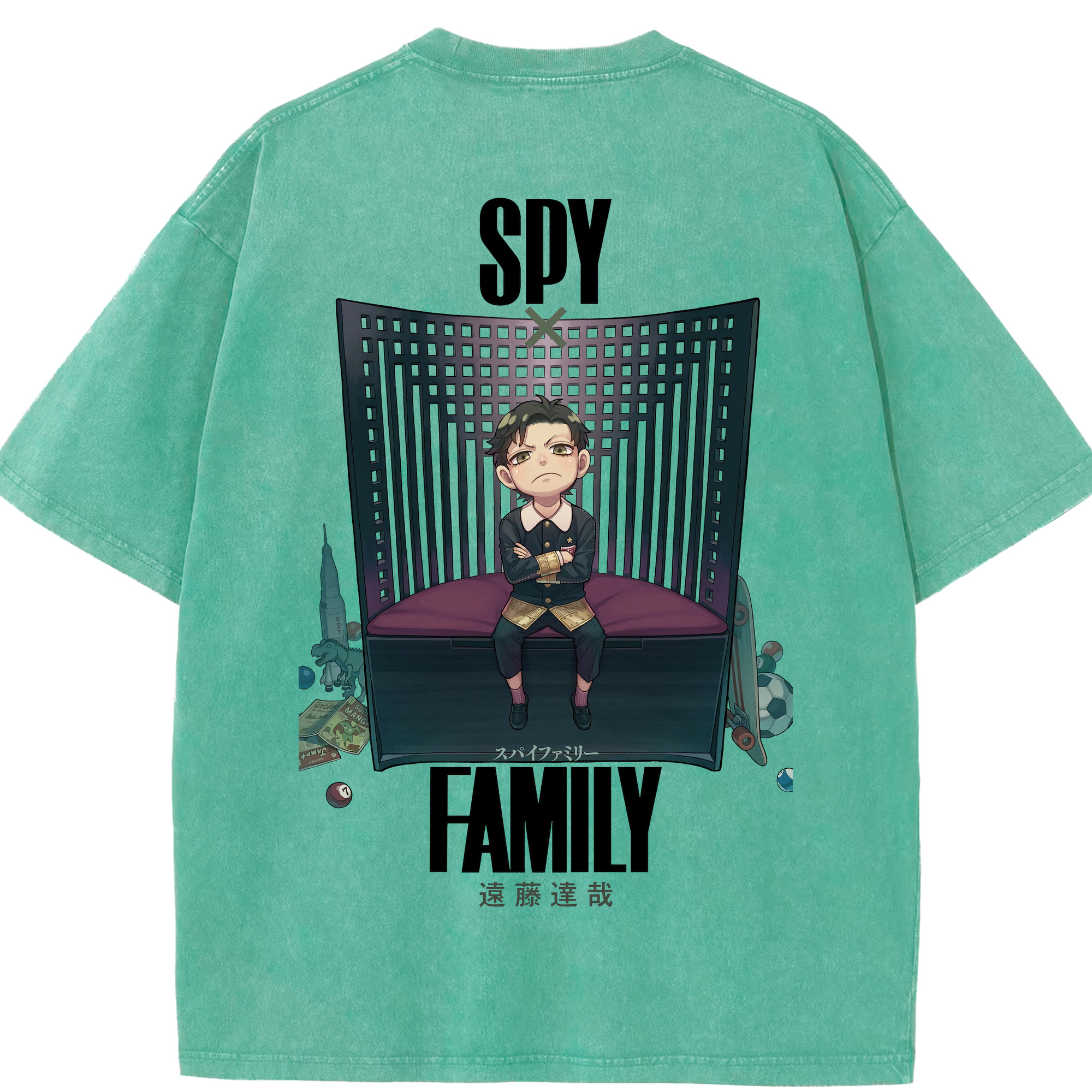 （画像用） SPY×FAMILY间谍家家酒 綿100% ヴィンテージ風 半袖Tシャツ（背面プリント）